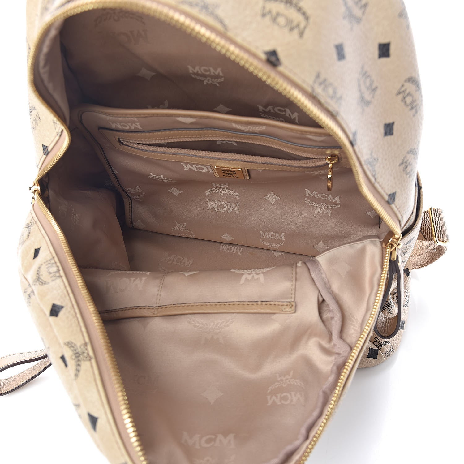 MCM Visetos Medium Studded Stark Backpack Beige 5 of 9