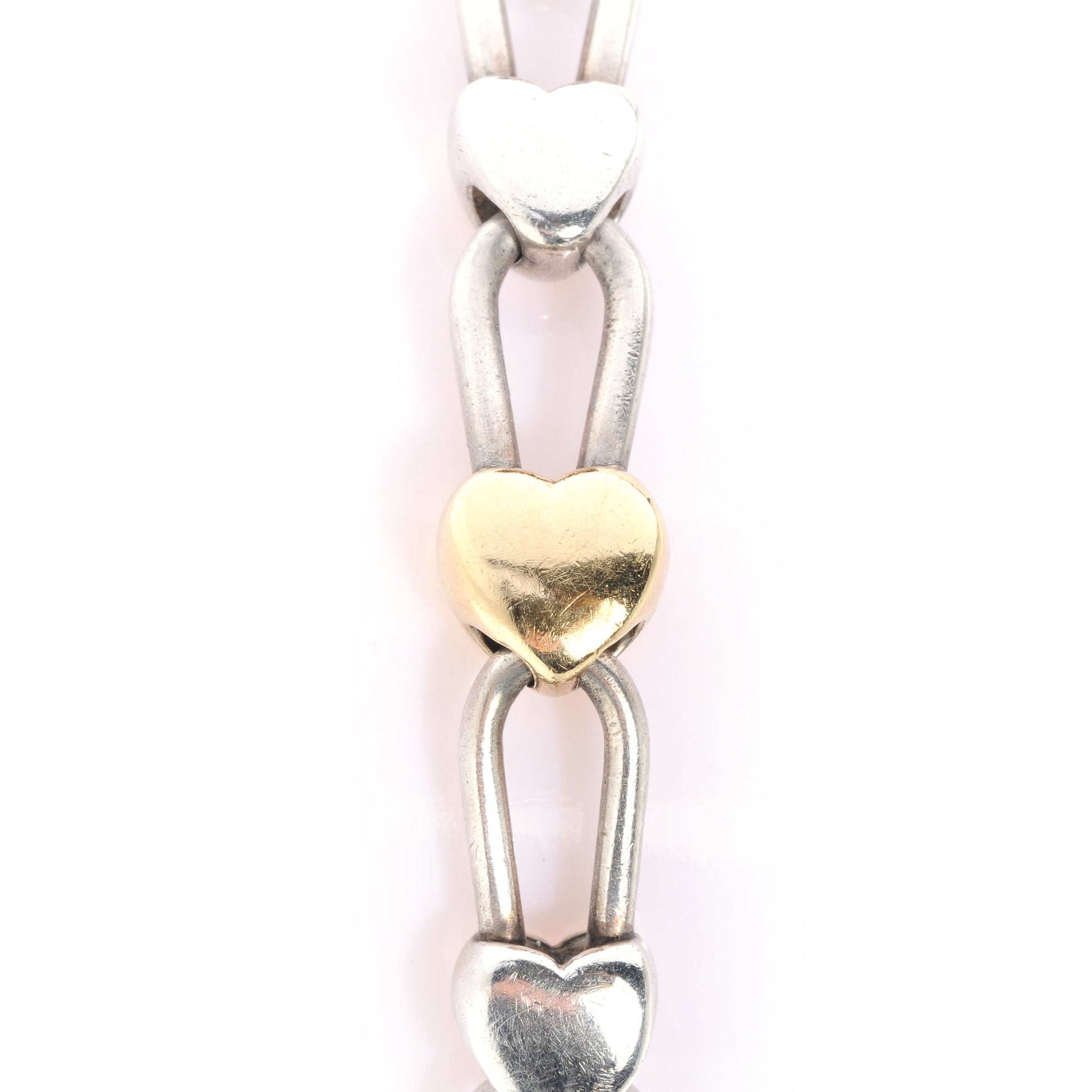 Tiffany Sterling Silver 18K Yellow Gold Heart Padlock Links Bracelet 4 of 6
