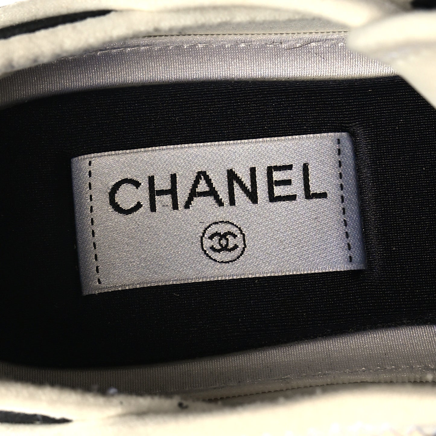 Velvet Calfskin Mixed Fibers CC Sneakers 37.5 Ivory Black