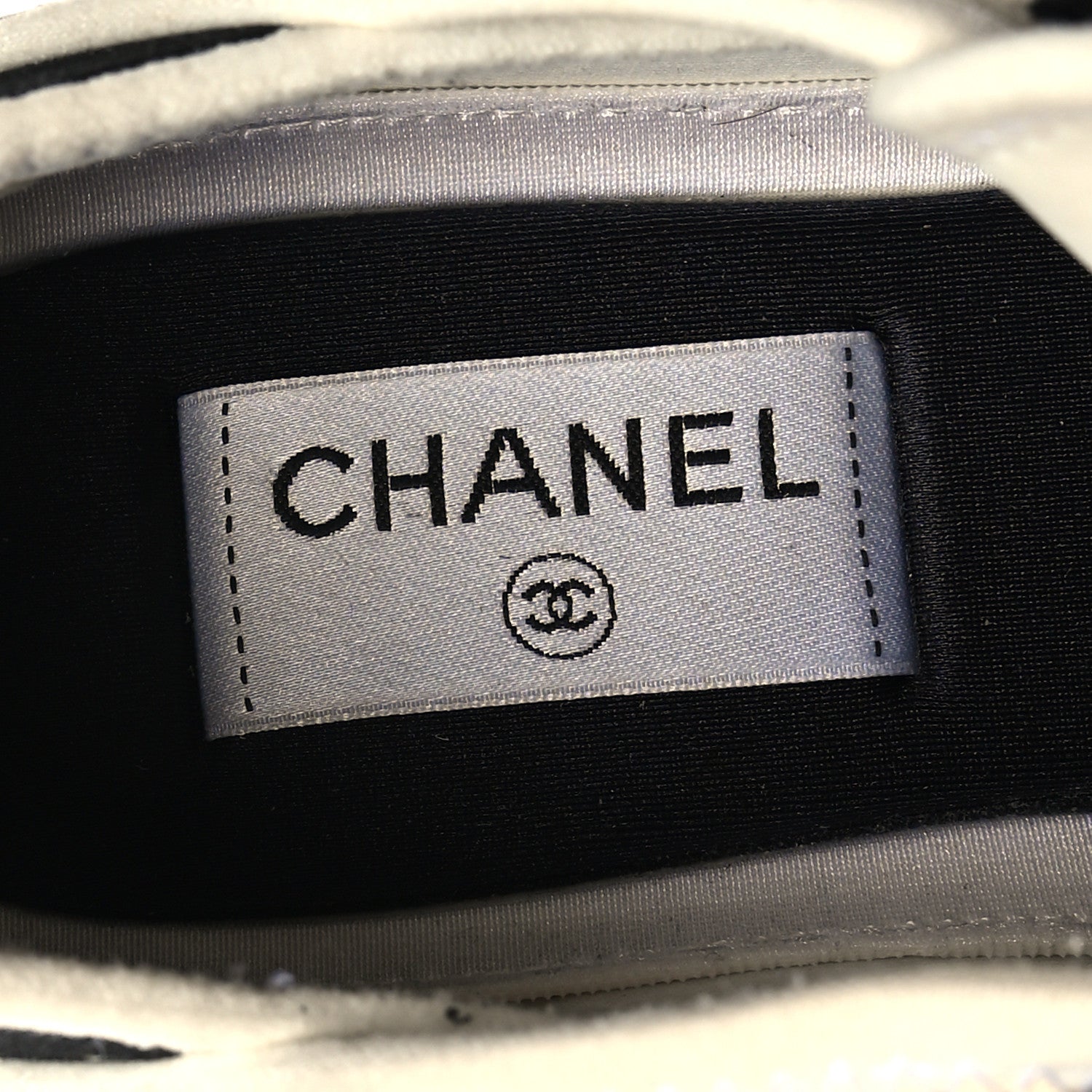 Chanel Velvet Calfskin Mixed Fibers CC Sneakers 37.5 Ivory Black 8 of 11