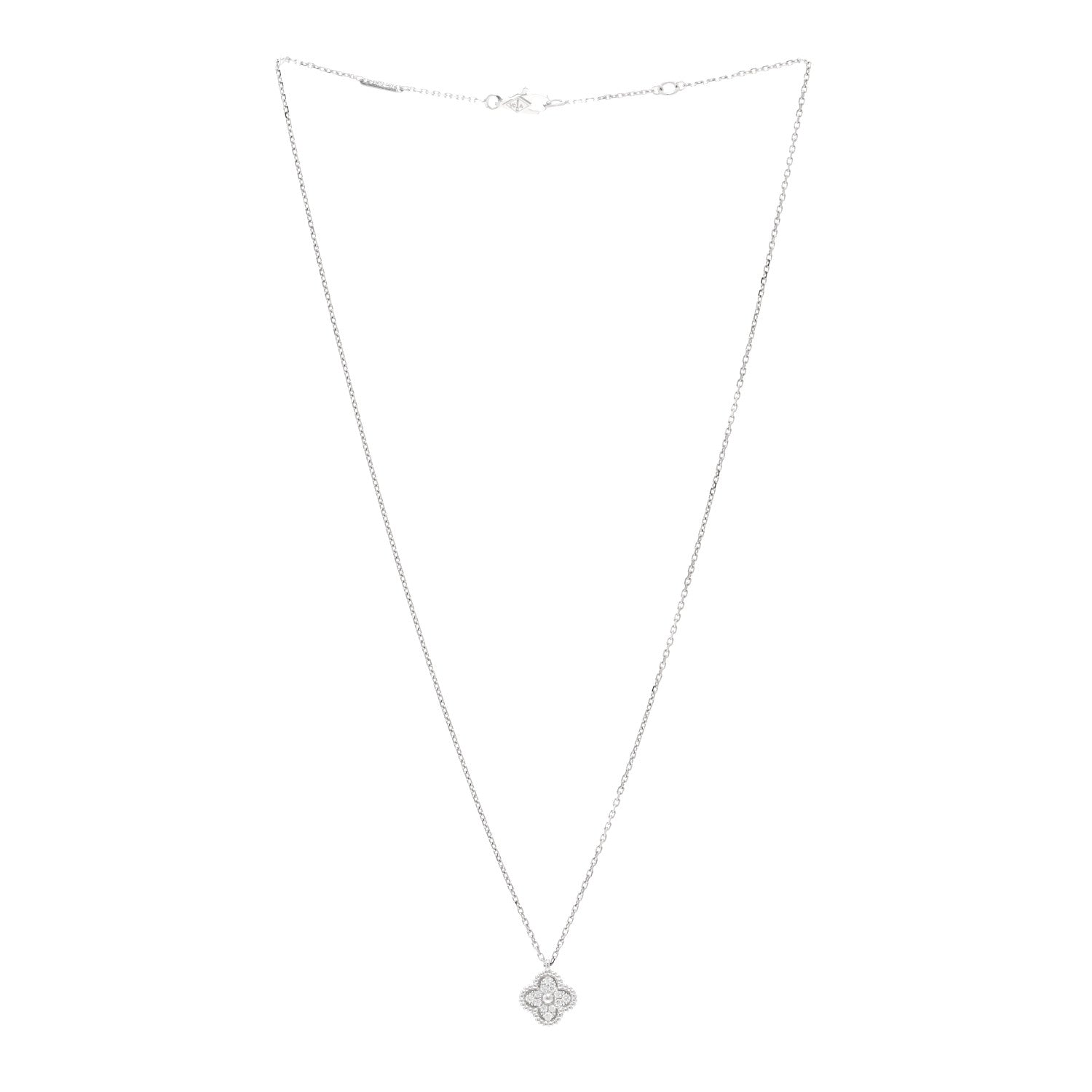 Van Cleef & Arpels VAN CLEEF & ARPELS 18K White Gold Diamond Sweet Alhambra Pendant Necklace 3 of 6