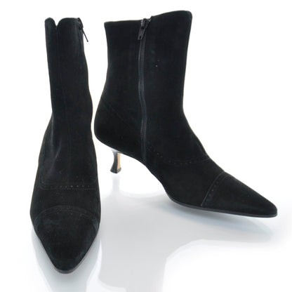 FASHIONPHILE MANOLOBLAHNIKSuedeZipAnkleBoots36.5Black 1 of 7