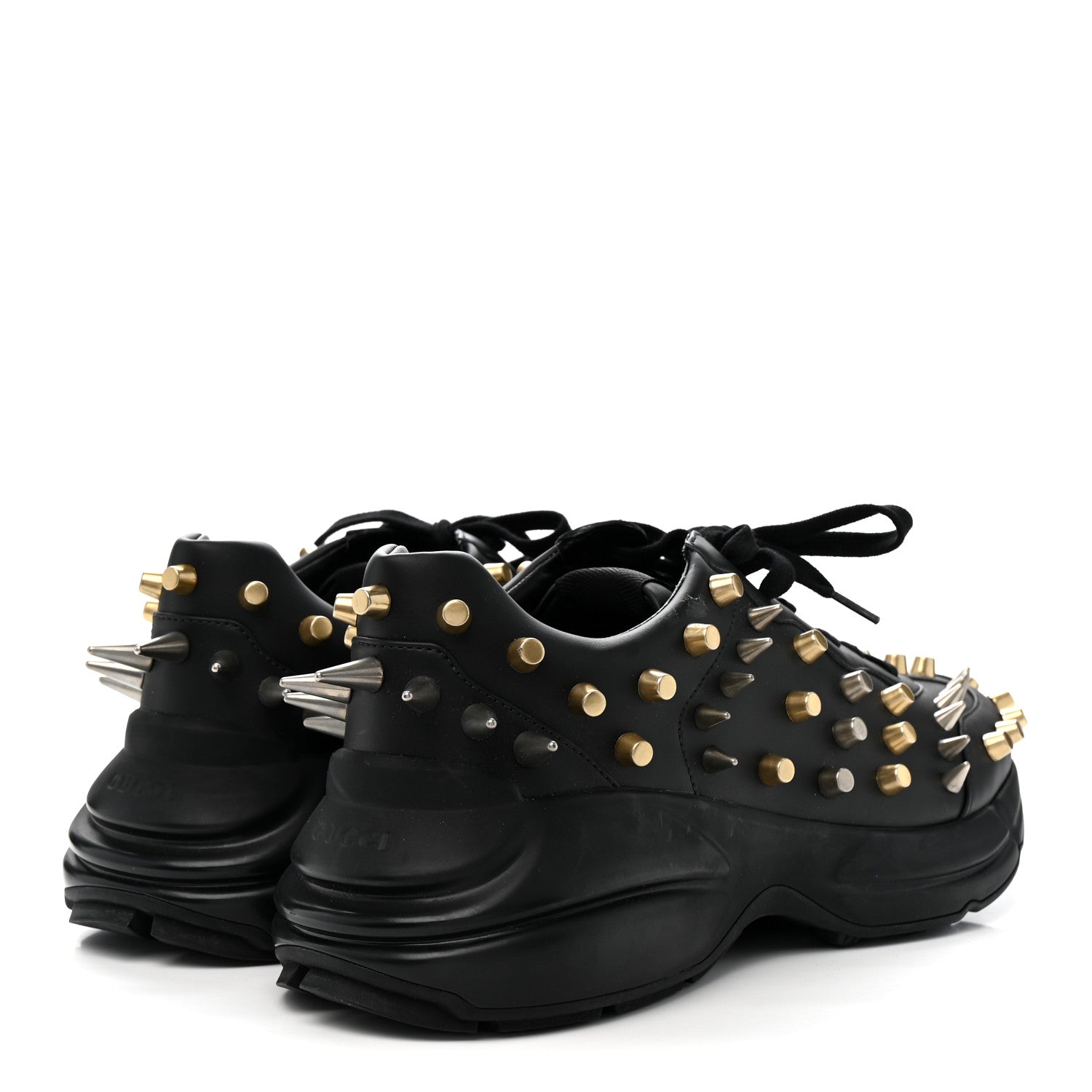 Gucci Demetra Spike Studded Mens Rhyton Sneakers 10 Black 5 of 10