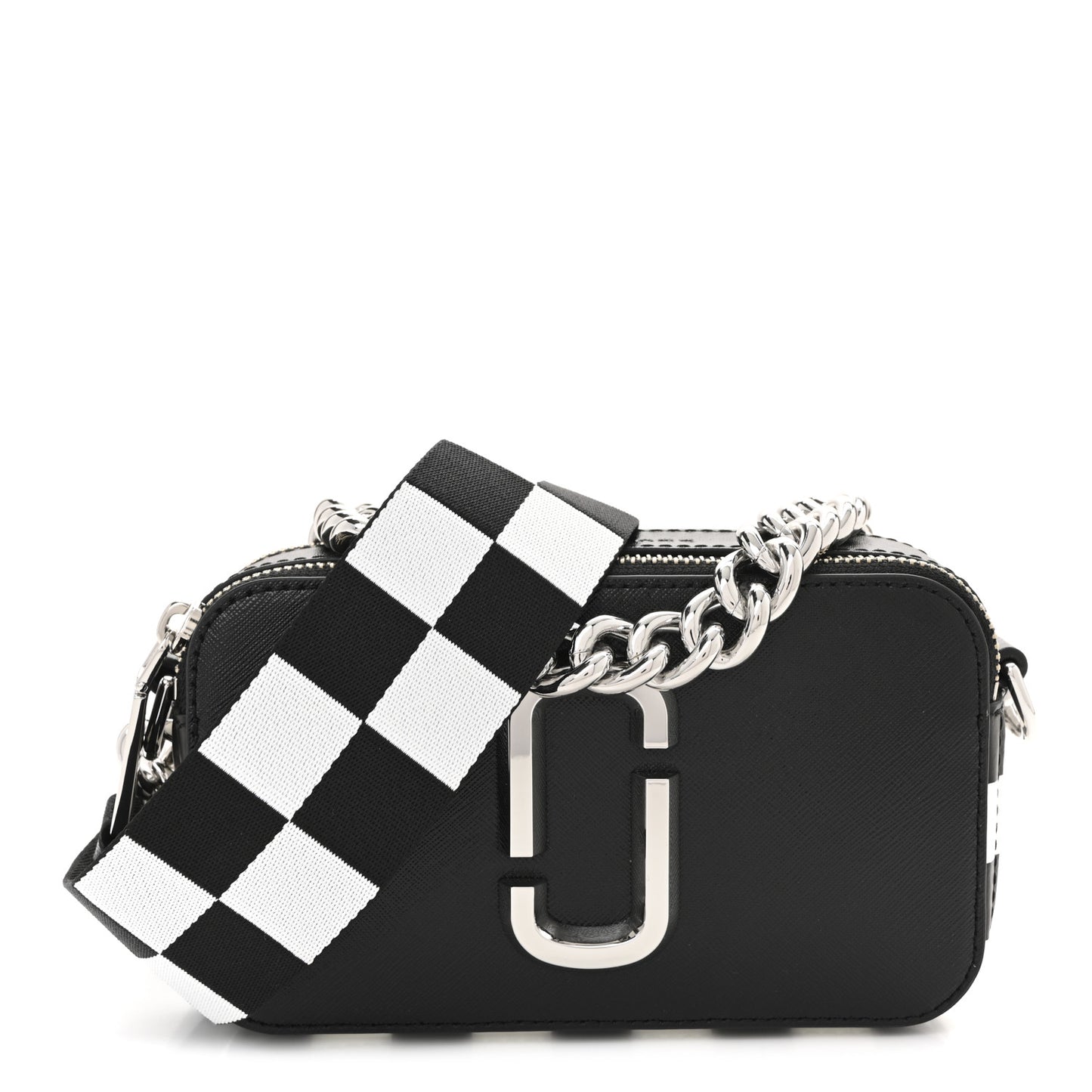 X Bloomingdales 150th Anniversary Saffiano Small Snapshot Camera Bag Black White