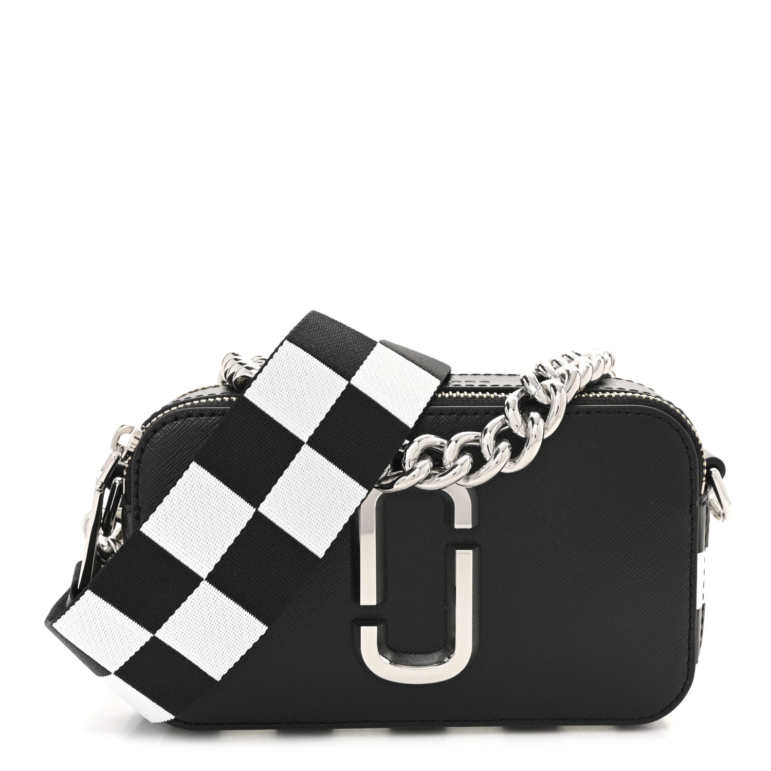 Marc Jacobs X Bloomingdales 150th Anniversary Saffiano Small Snapshot Camera Bag Black White 1 of 10