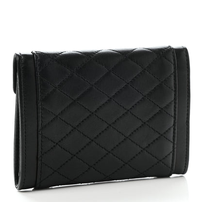 Saint Laurent Lambskin Quilted Monogram Gaby Small Envelope Wallet Black 3 of 8