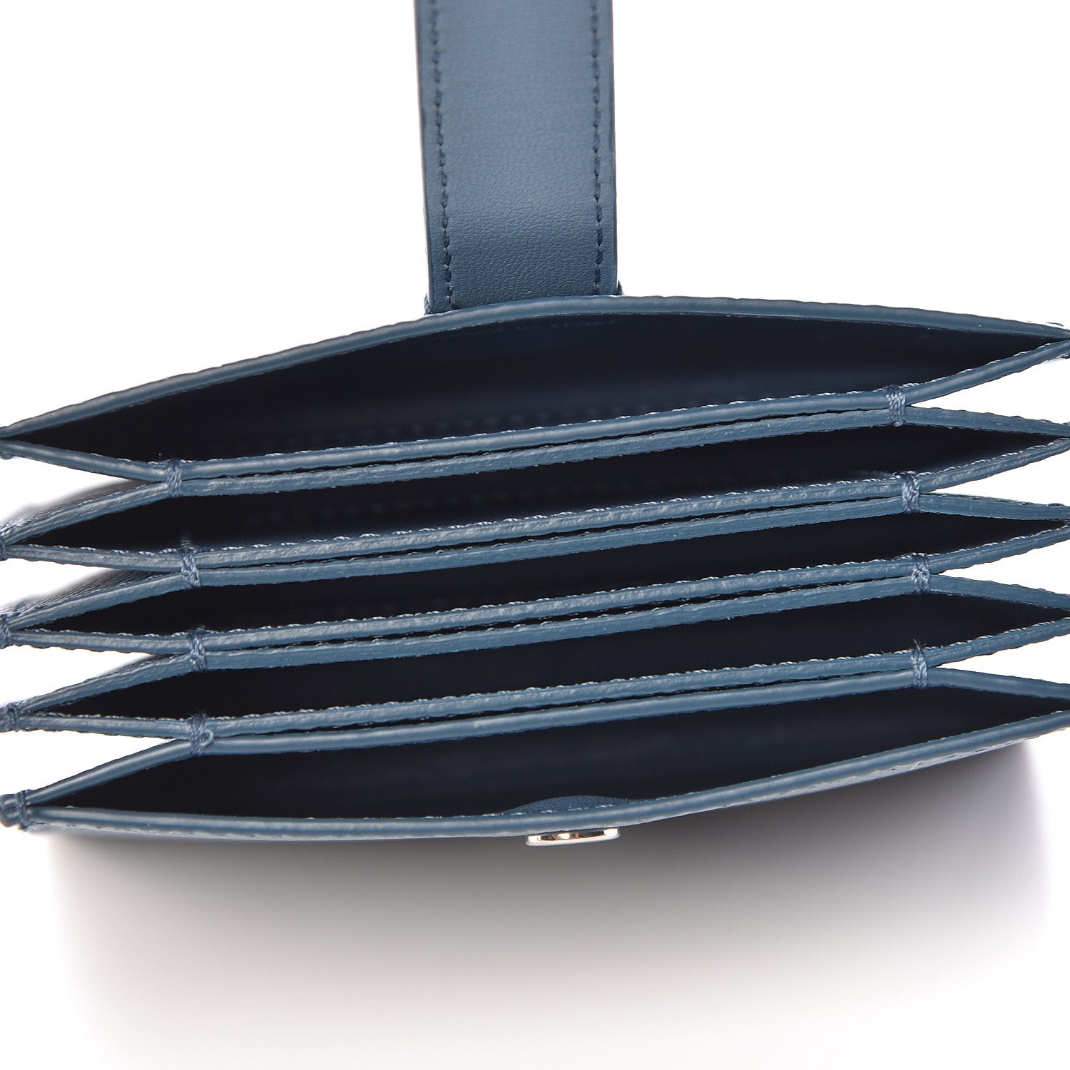 Celine Grained Calfskin Strap Accordion Cardholder Slate Blue 5 of 8