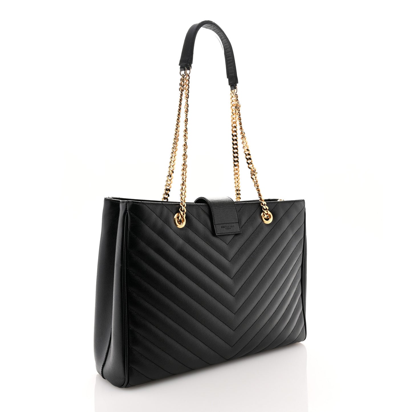 Grain De Poudre Matelasse Chevron Monogram Shopping Bag Black