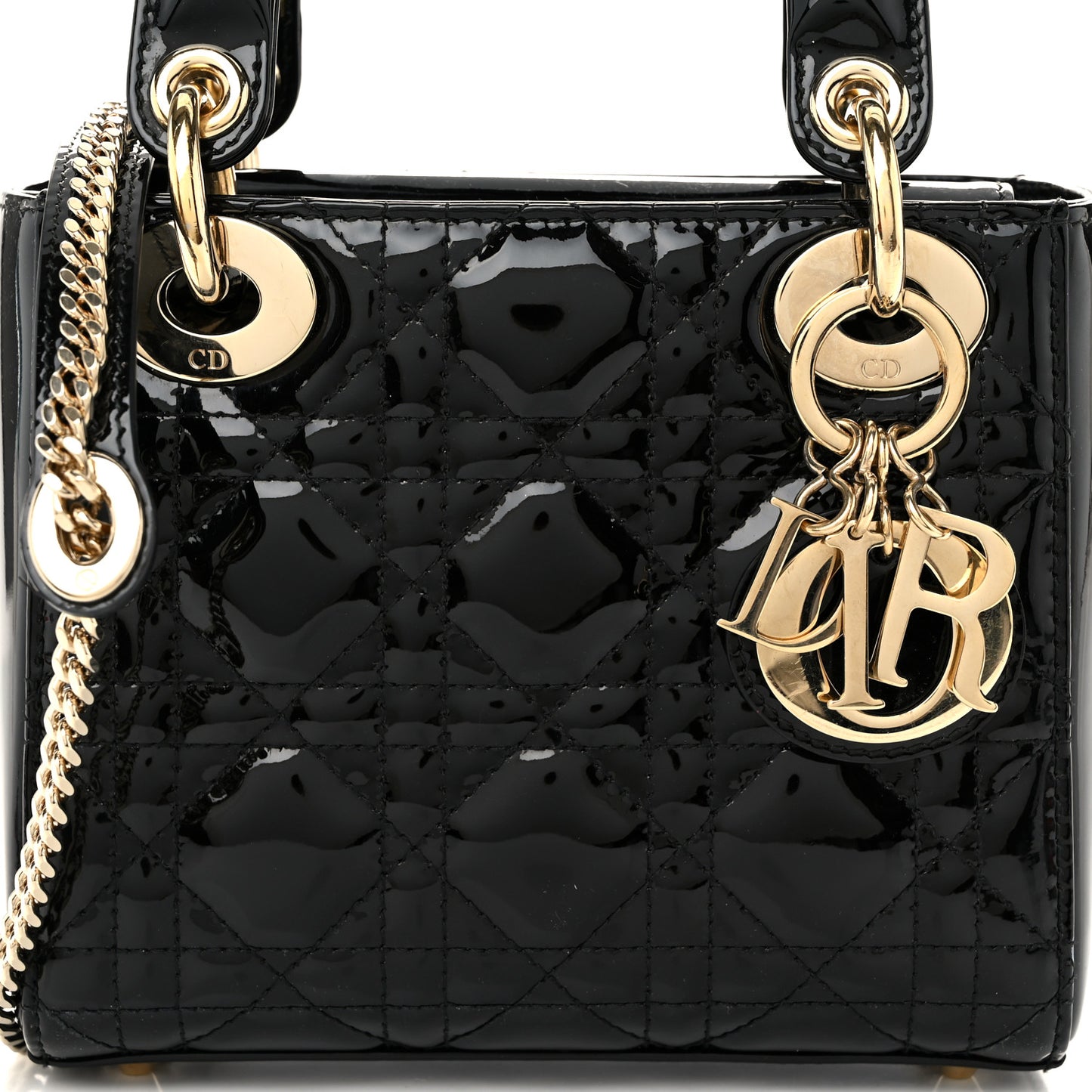 Patent Cannage Mini Lady Dior Black