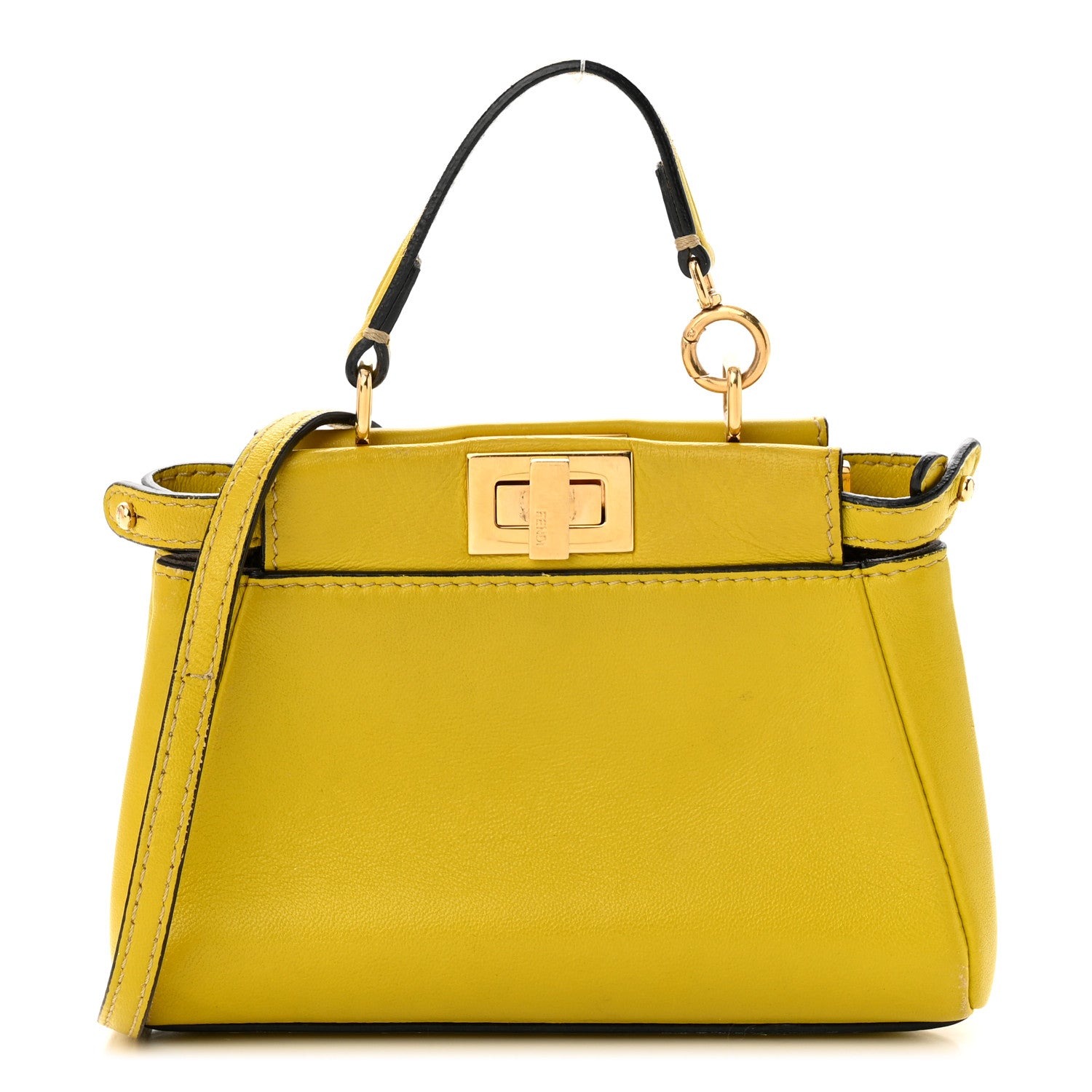 Fendi Shiny Nappa Micro Peekaboo Iconic Satchel Lime 1 of 12