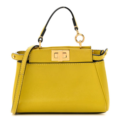Fendi Shiny Nappa Micro Peekaboo Iconic Satchel Lime 1 of 12