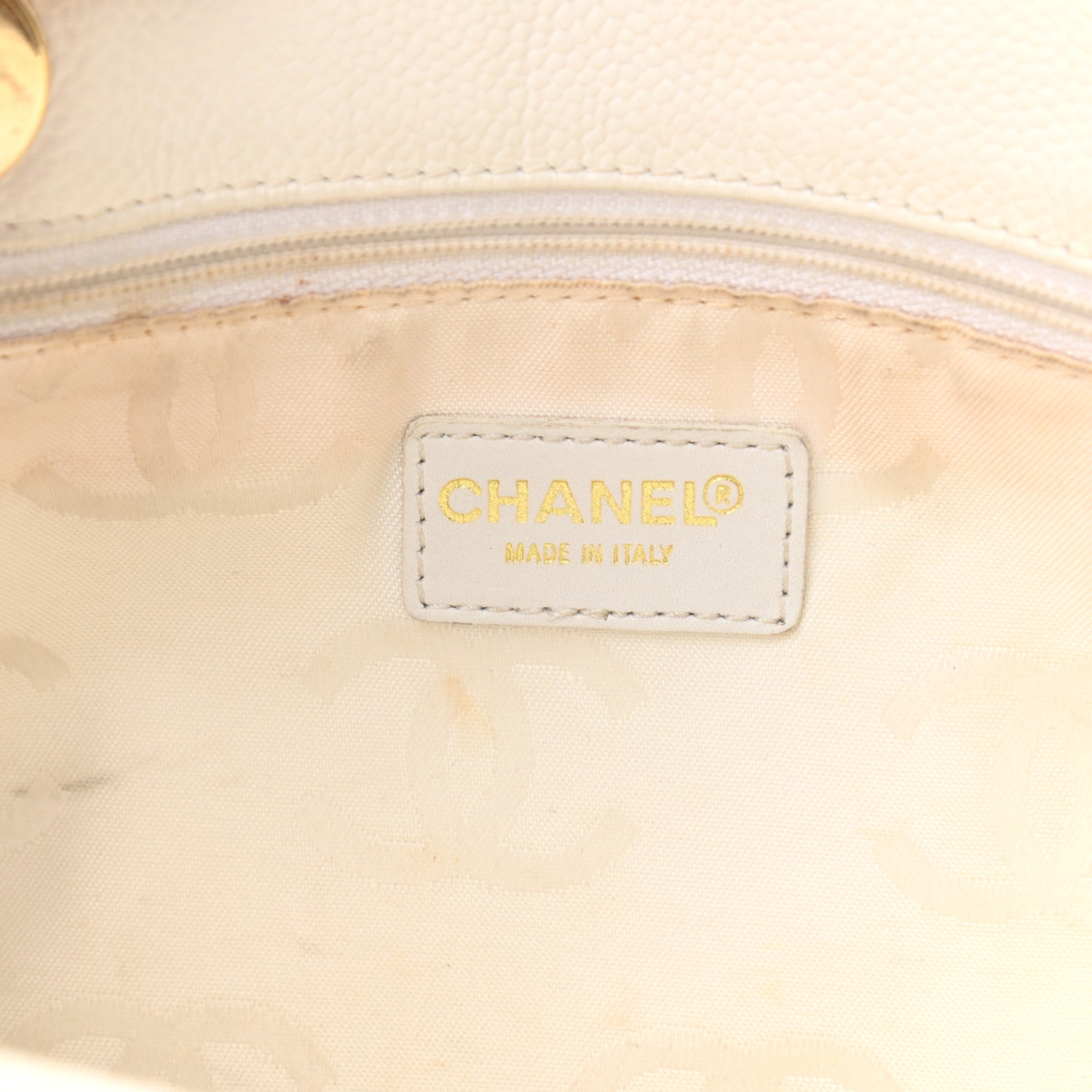 Chanel Caviar Wood Drawstring Bucket Bag White 6 of 15