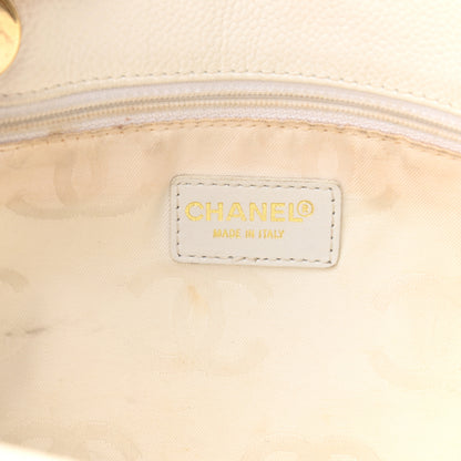 Chanel Caviar Wood Drawstring Bucket Bag White 6 of 15
