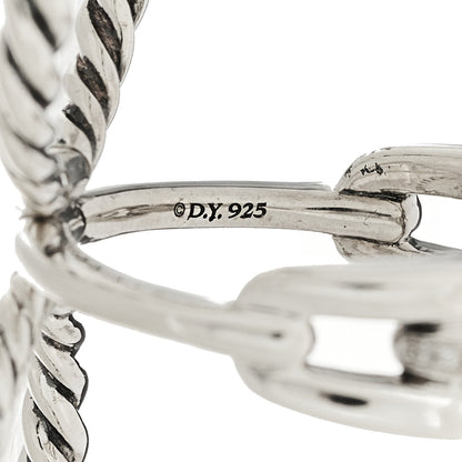 David Yurman Sterling Silver Diamond Wellesley Link Three-Row Ring 53 6.25 5 of 5