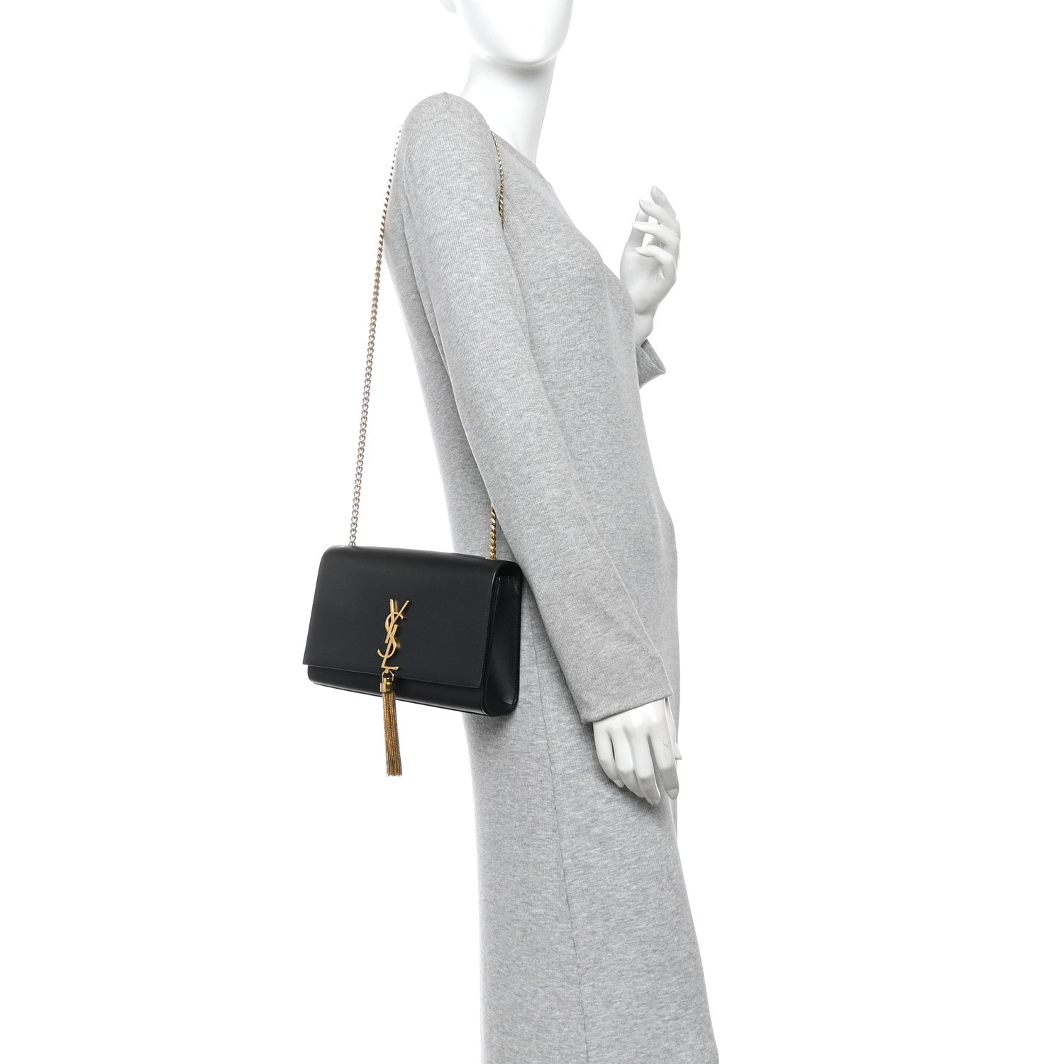 Saint Laurent Smooth Calfskin Medium Classic Monogram Kate Tassel Satchel Black 2 of 9