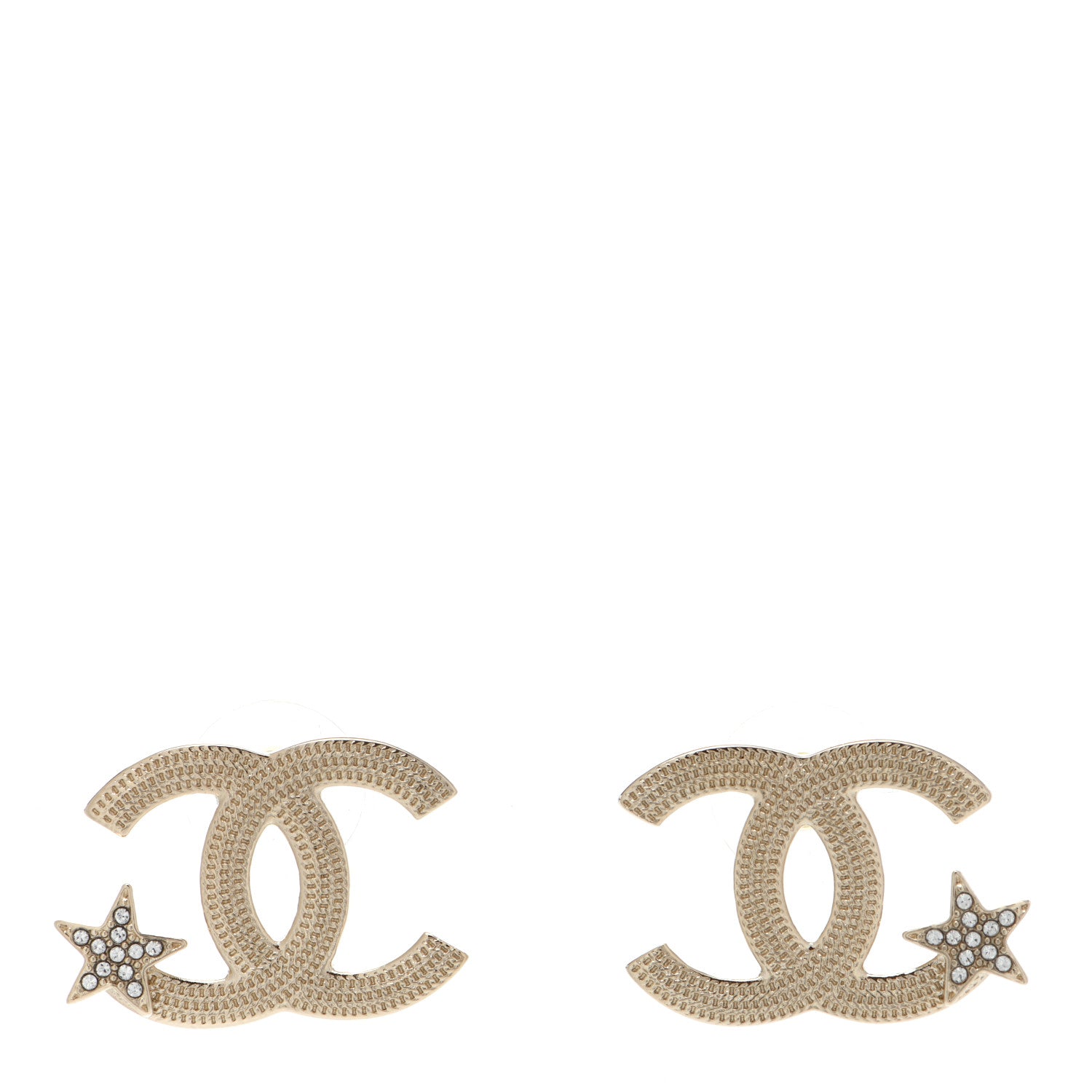 Chanel Crystal CC Star Earrings Gold 1 of 4