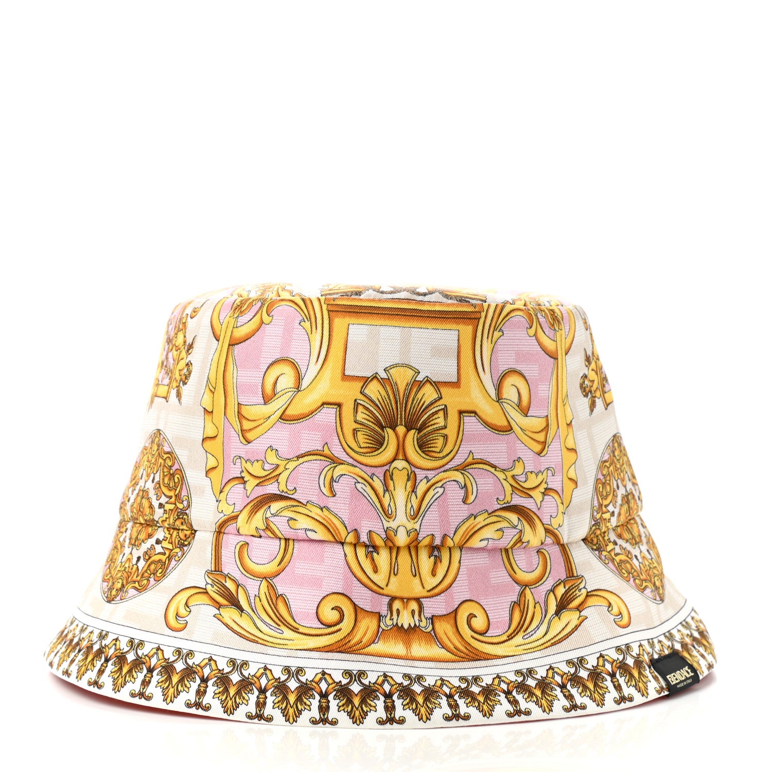 Fendi X VERSACE Silk Fendace FF Baroque Bucket Hat Pink 3 of 9