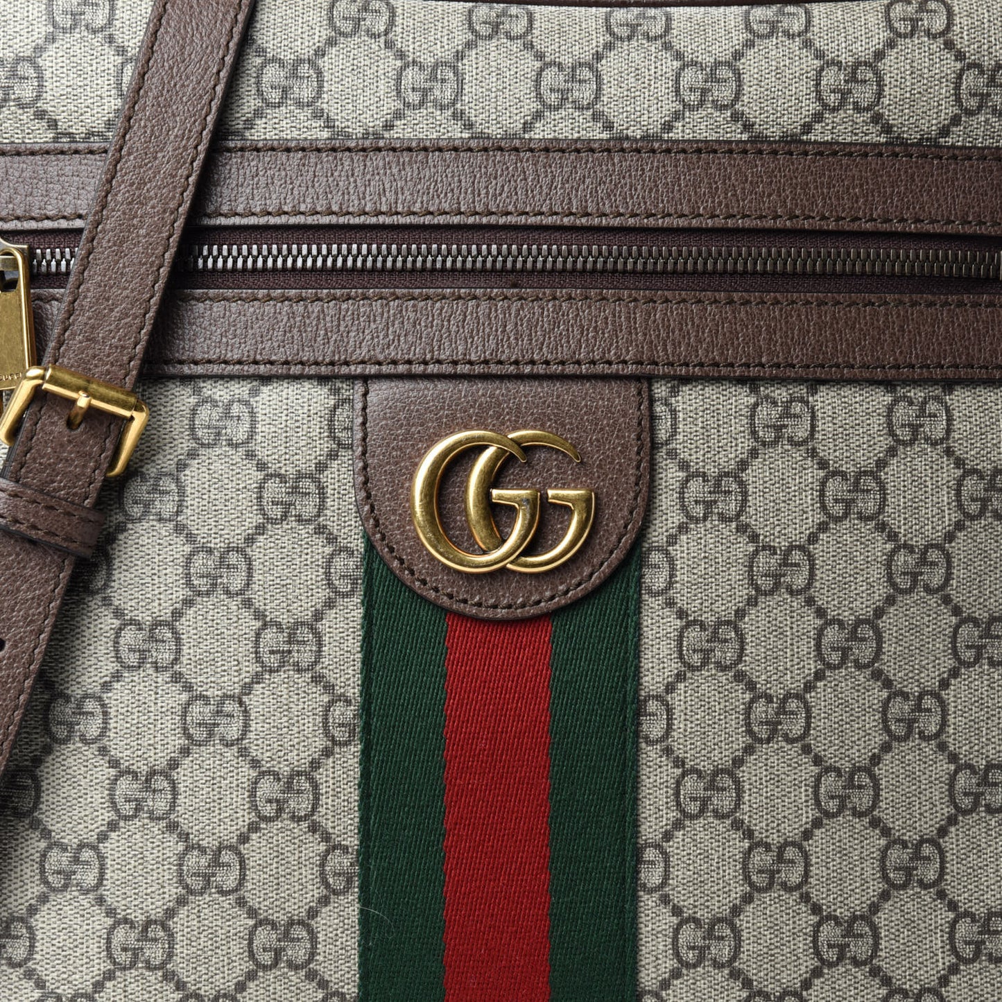 GG Supreme Monogram Web Medium Ophidia Messenger Bag Brown