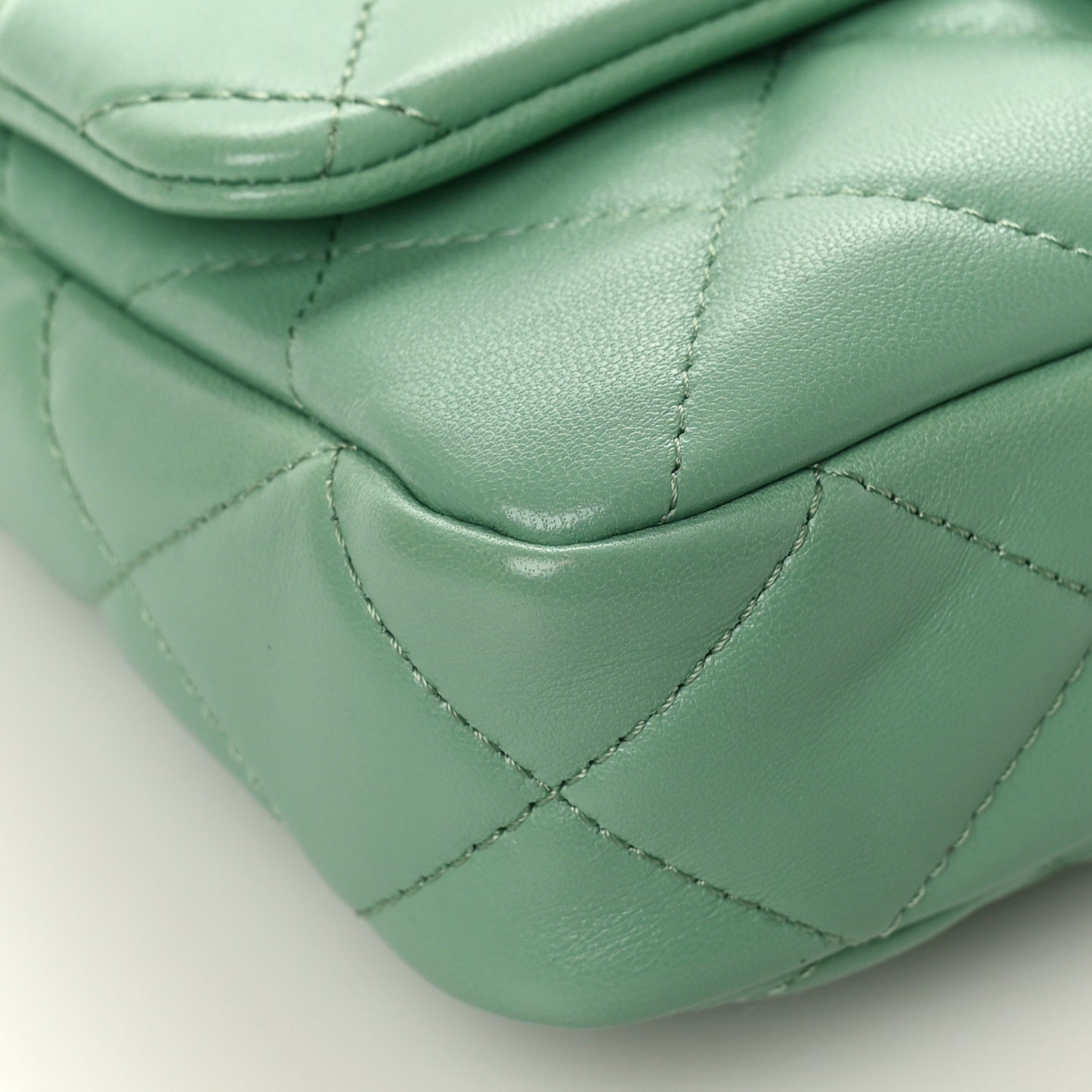Lambskin Quilted Small Funky Town Flap Light Green