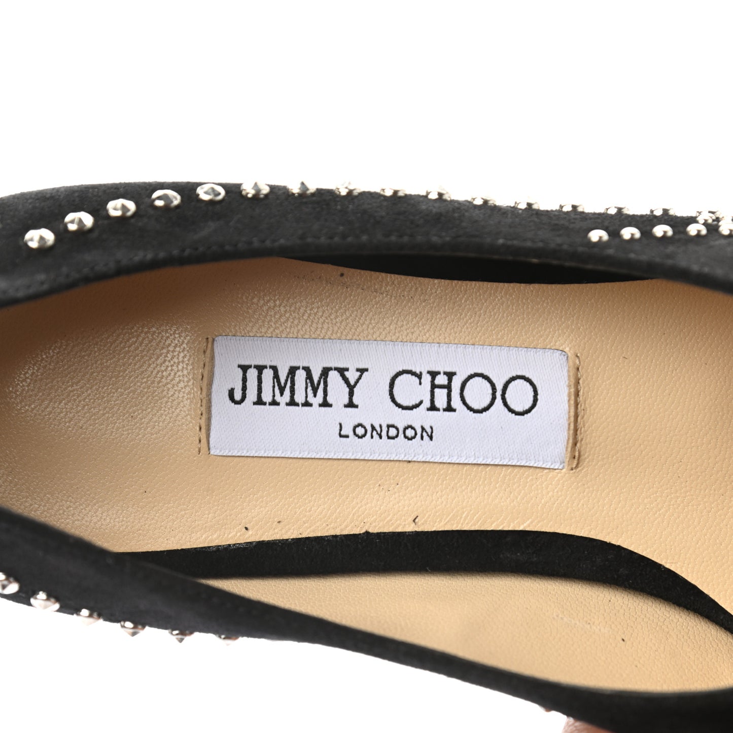 Suede Floral Studded Joselyn Flat 37.5 Black Silver