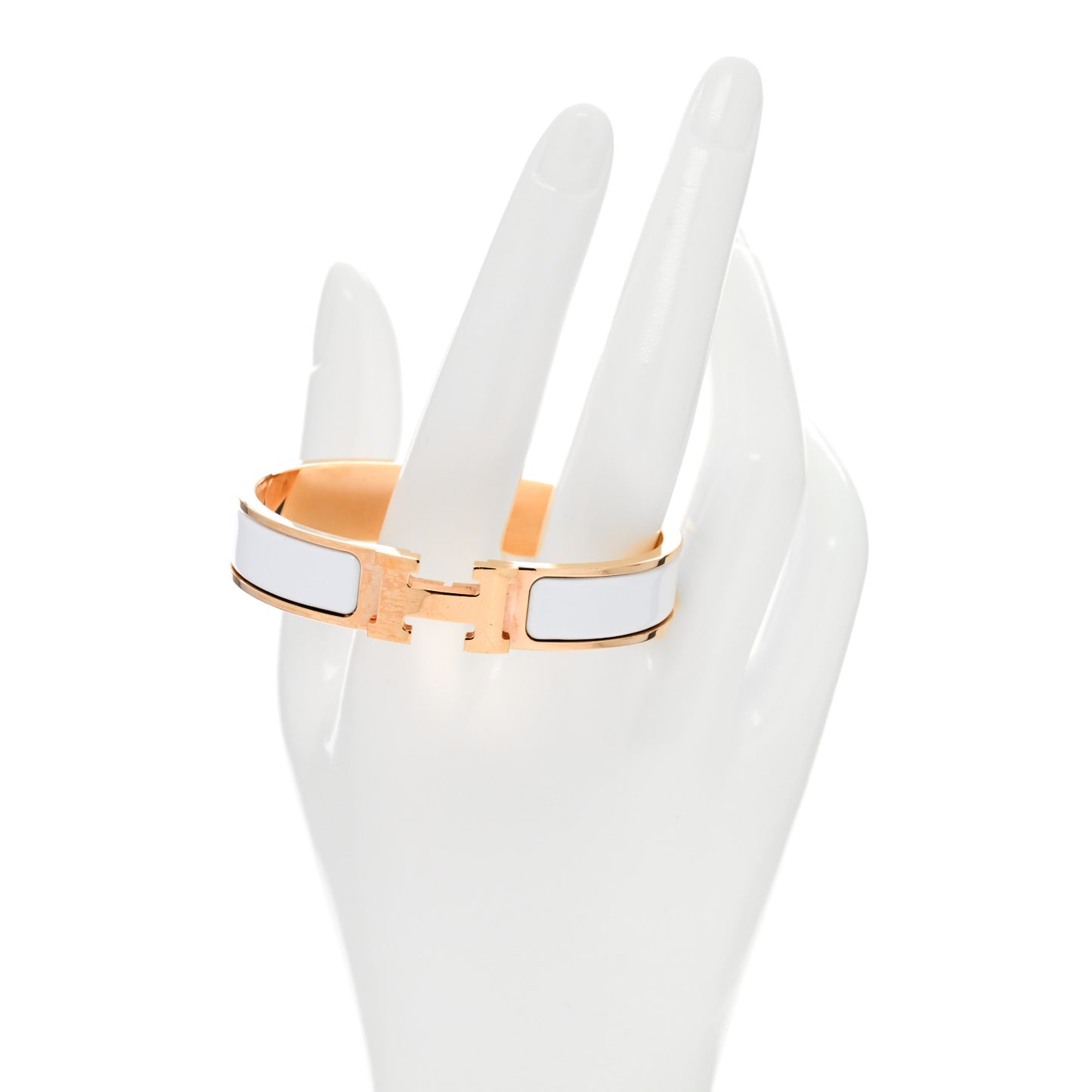 Enamel Narrow Clic Clac H Bracelet PM White