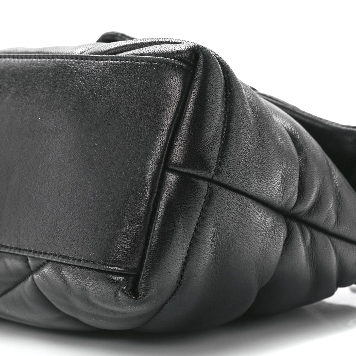 Lambskin Quilted Small Loulou Puffer Monogram Chain Satchel Black