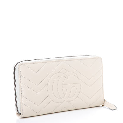 Gucci Calfskin Matelasse GG Marmont Zip Around Wallet White 2 of 7