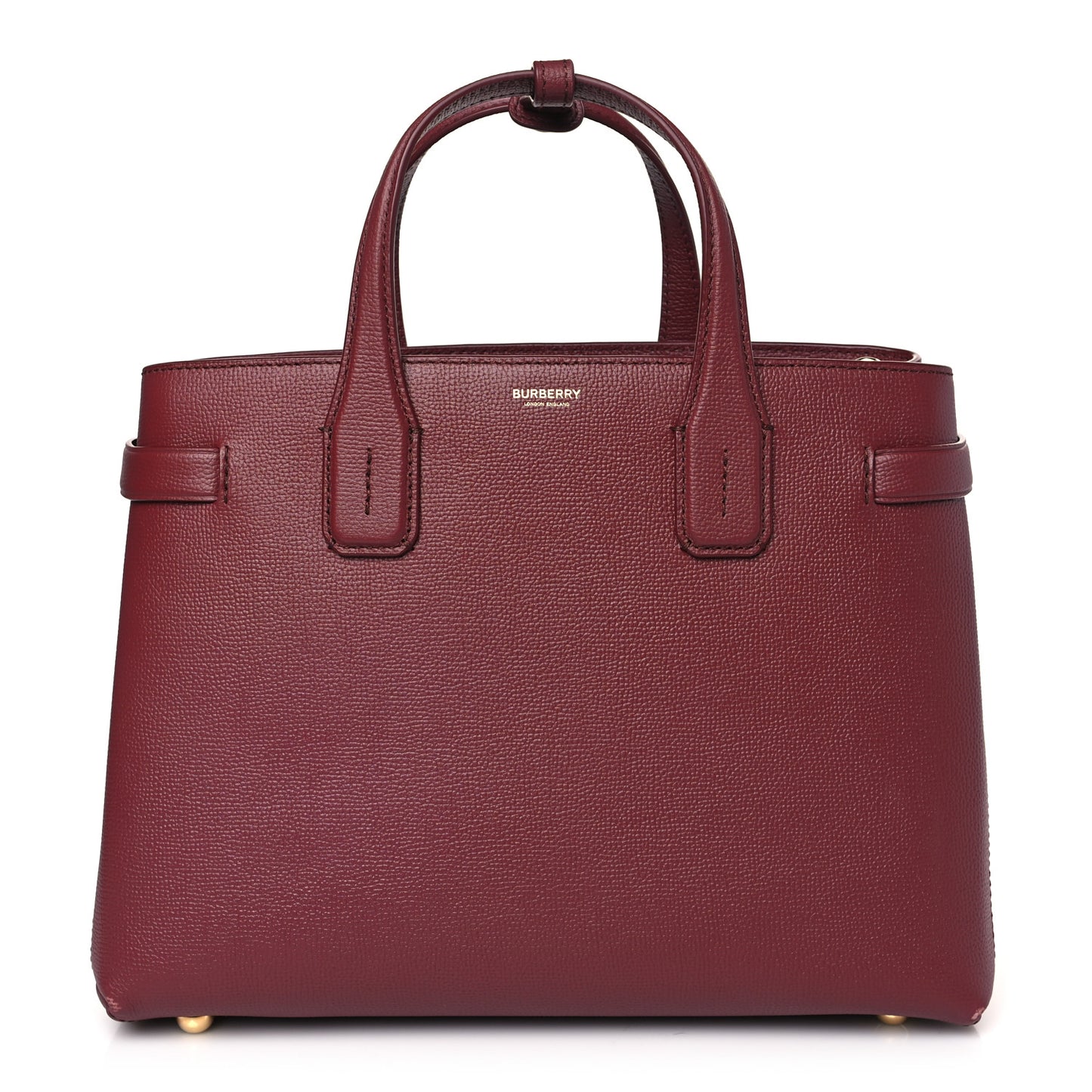 Grainy Calfskin House Check Small Banner Tote Mahogany Red