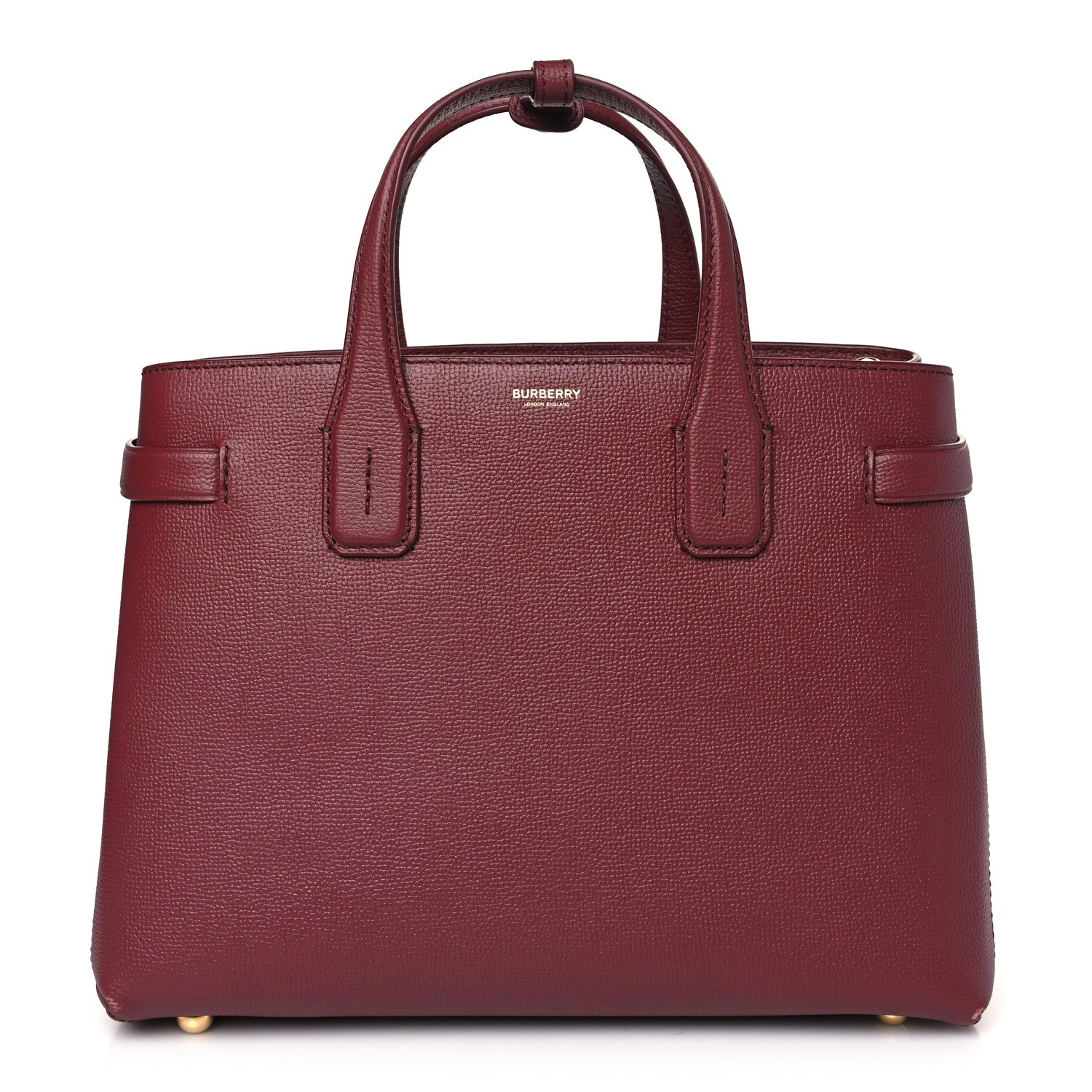 Burberry Grainy Calfskin House Check Small Banner Tote Mahogany Red 1 of 8