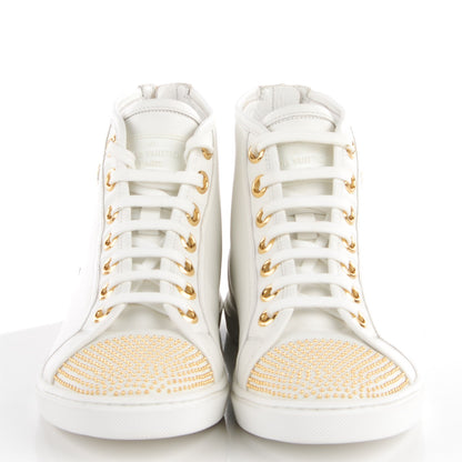 Louis Vuitton Leather Studded Punchy High Top Sneakers 36 White Gold 2 of 6
