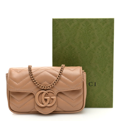 Gucci Calfskin Matelasse Monochrome Super Mini GG Marmont Shoulder Bag Camelia 11 of 11