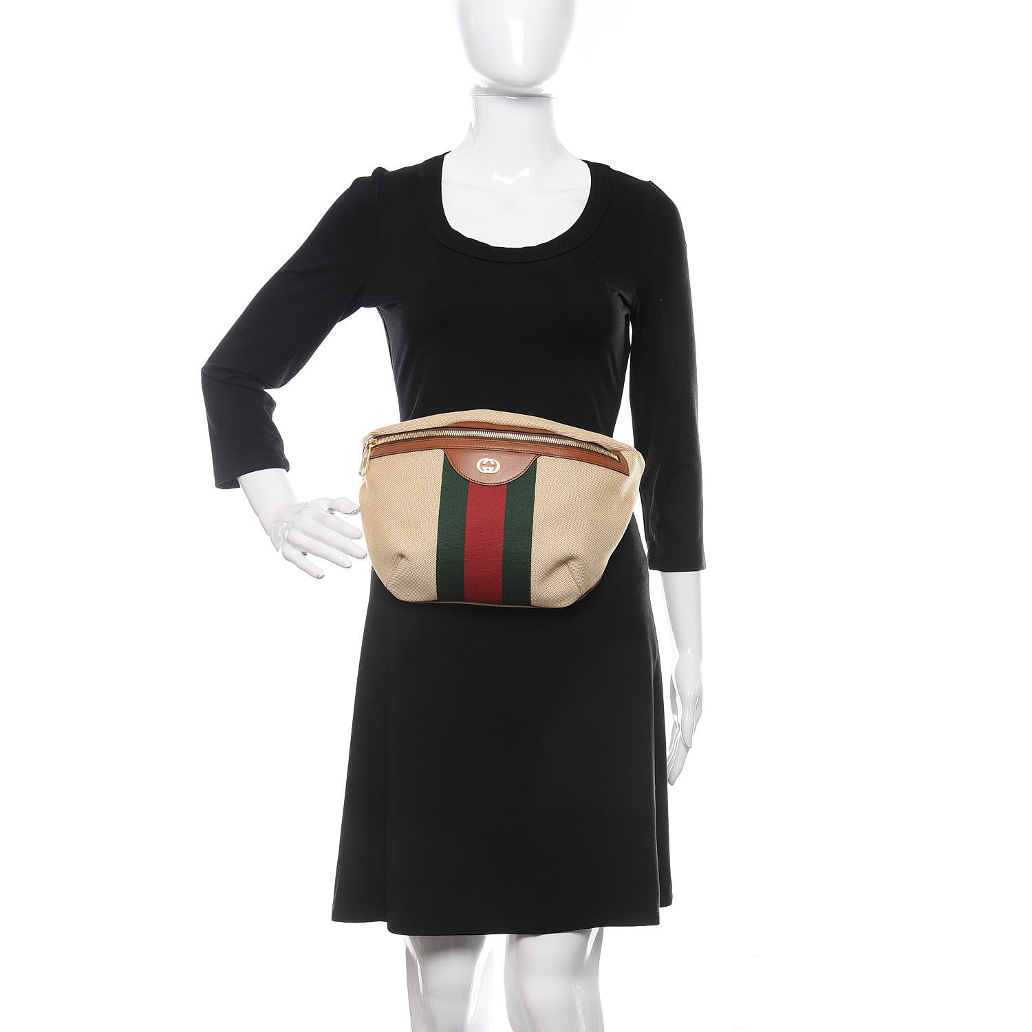 Gucci Vintage Canvas Web Belt Bag Sand Cuir 2 of 10