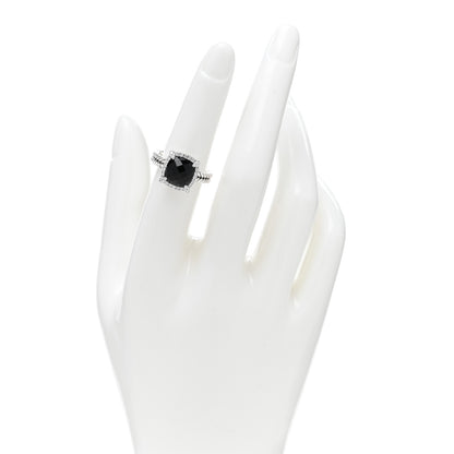 David Yurman Sterling Silver Diamond Black Onyx 9mm Chatelaine Pave Bezel Ring 51 5.75 2 of 4