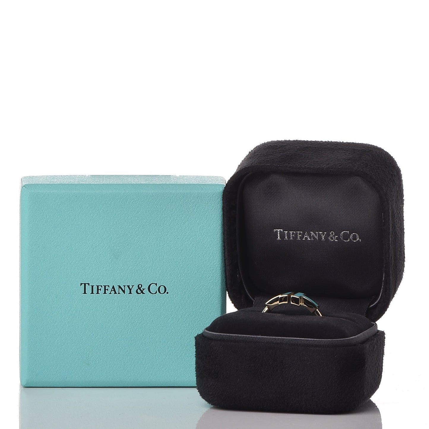 18K Yellow Gold Turquoise T Square Ring 53 6.25
