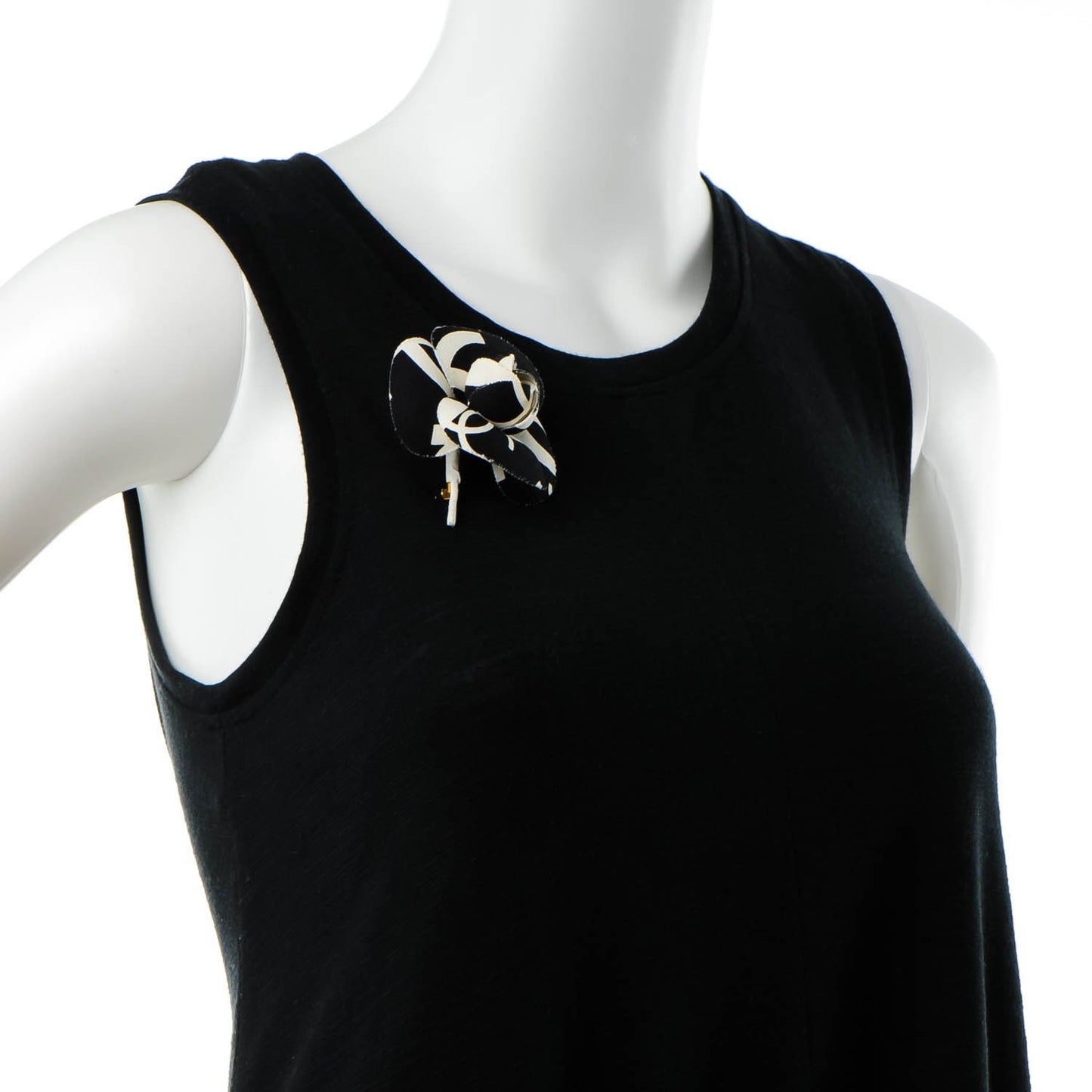 Canvas CC Camellia Pin Brooch Black
