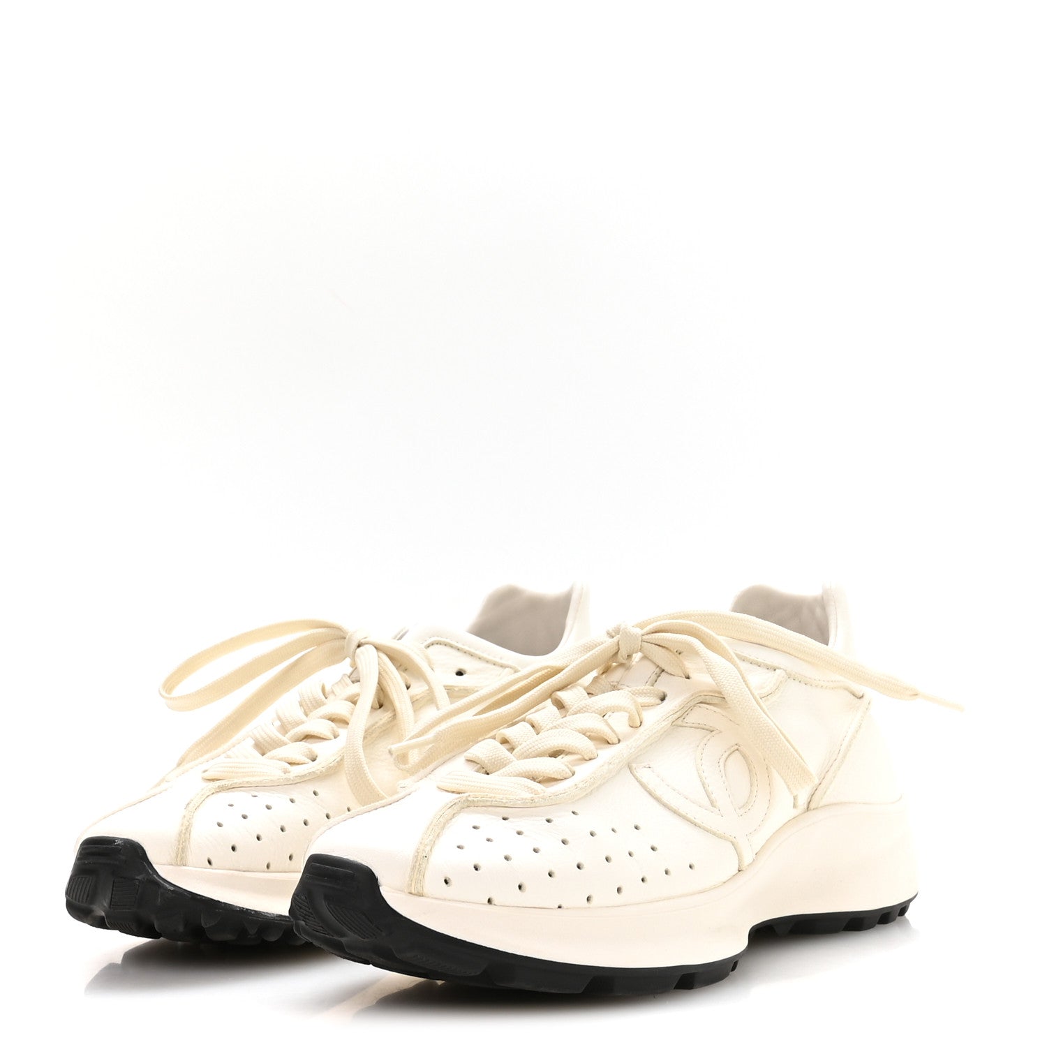 Chanel Calfskin Perforated CC Sneakers 38 White 4 of 8