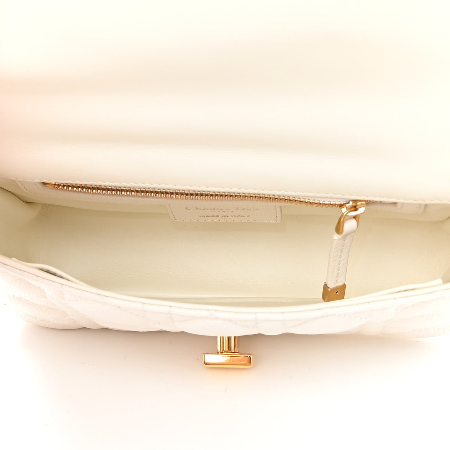 Calfskin Cannage Small Caro Bag Ivory