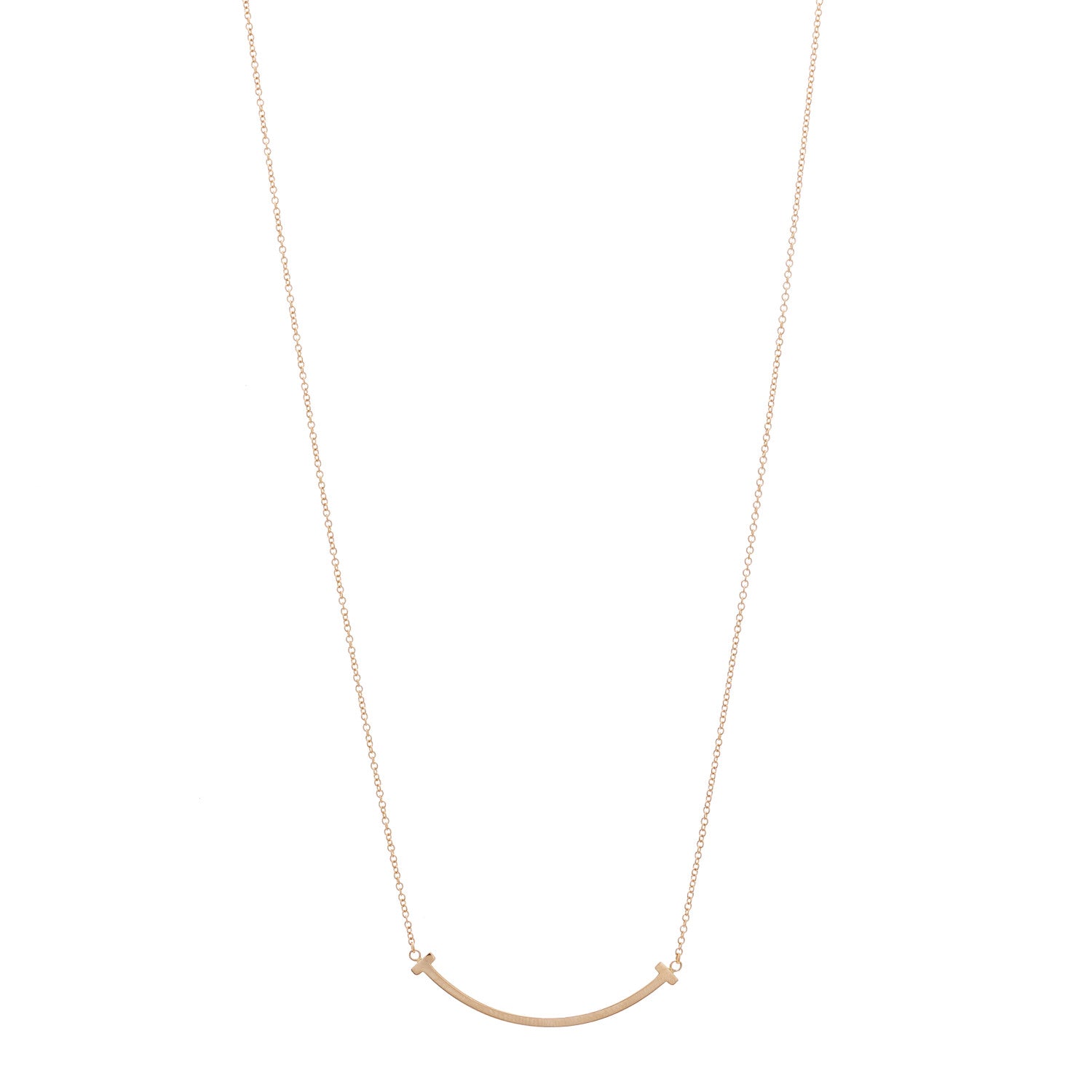 Tiffany 18K Rose Gold Small T Smile Pendant Necklace 1 of 7