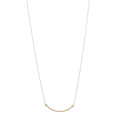 Tiffany 18K Rose Gold Small T Smile Pendant Necklace 1 of 7