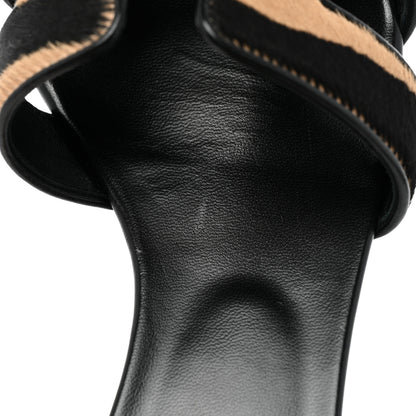 Hermes Moire Goatskin Oasis Sandals 37 Black Beige 9 of 9