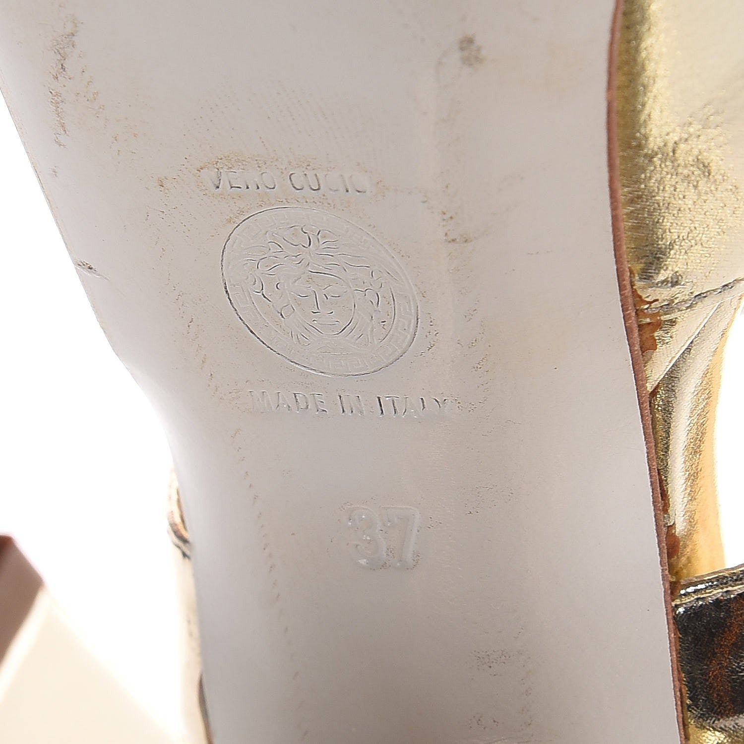 Versace Metallic Nappa Platform Pumps 37 Gold 8 of 9