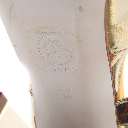 Versace Metallic Nappa Platform Pumps 37 Gold 8 of 9