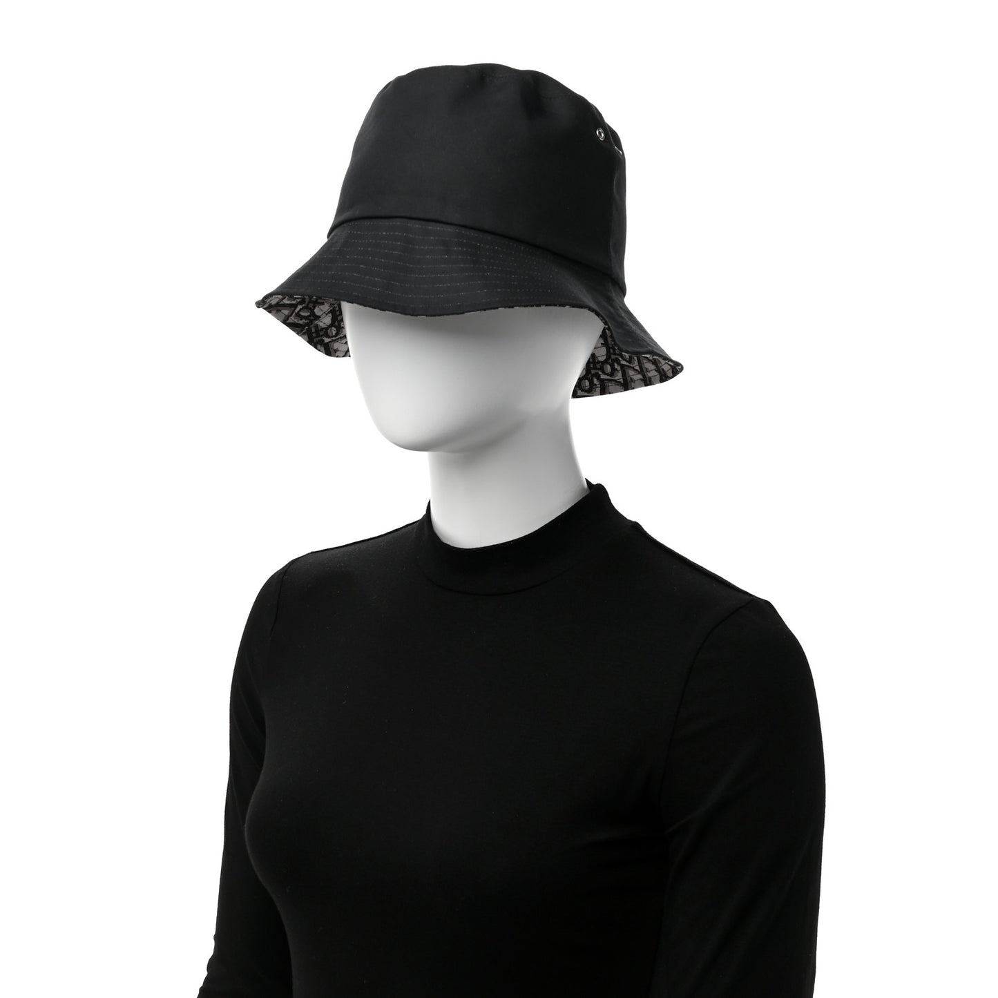 Polyester Cotton Oblique Teddy-D Brim Bucket Hat 58 Black