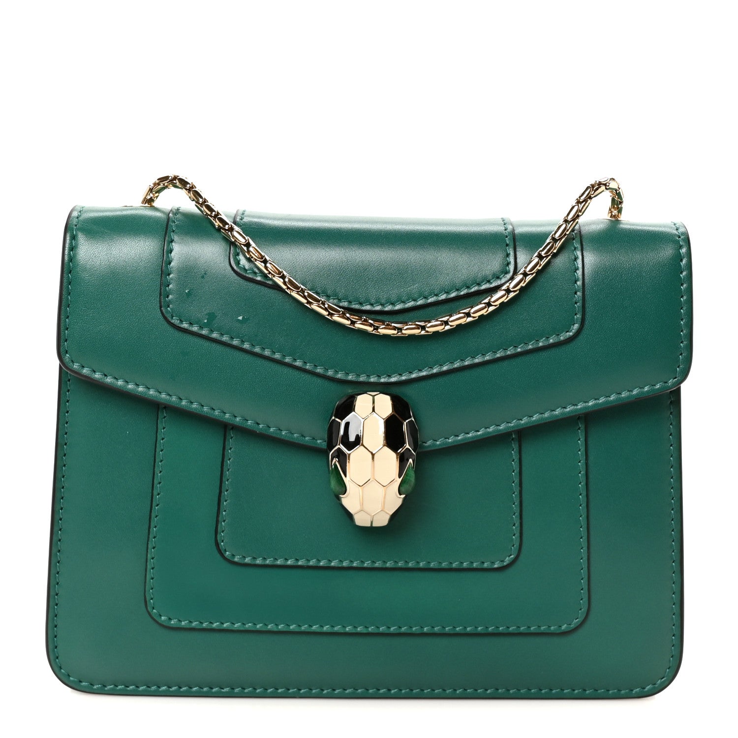 Bulgari Calfskin Small Serpenti Forever Snake Strap Crossbody Bag Emerald Green 1 of 10