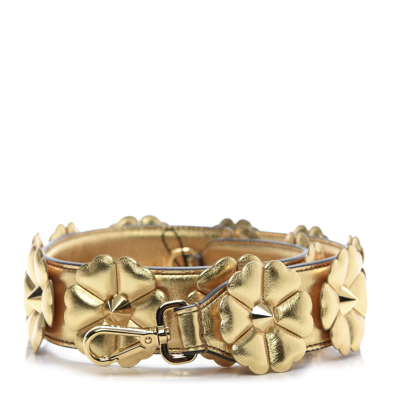 Fendi Vitello Catalan Mirror Flowerland Studded Strap You Gold 1 of 5