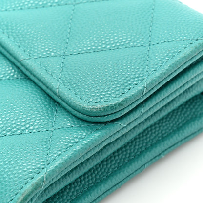 Chanel Caviar Quilted Large Gusset Flap Wallet Turquoise 16 of 21