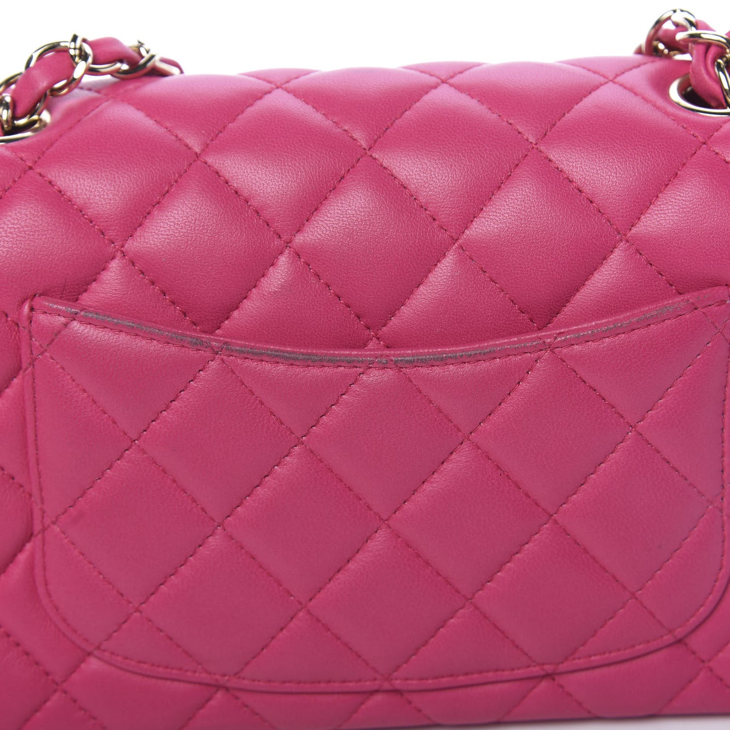 Lambskin Quilted Mini Rectangular Flap Dark Pink