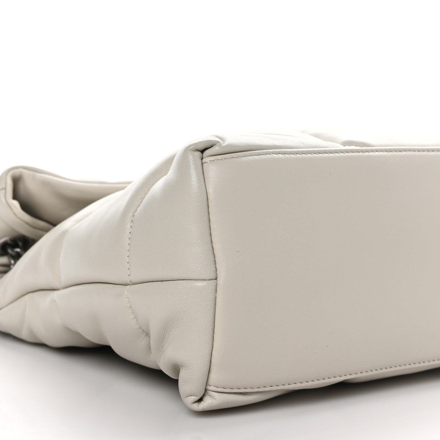 Lambskin Quilted Medium Loulou Puffer Monogram Chain Satchel Crema Soft