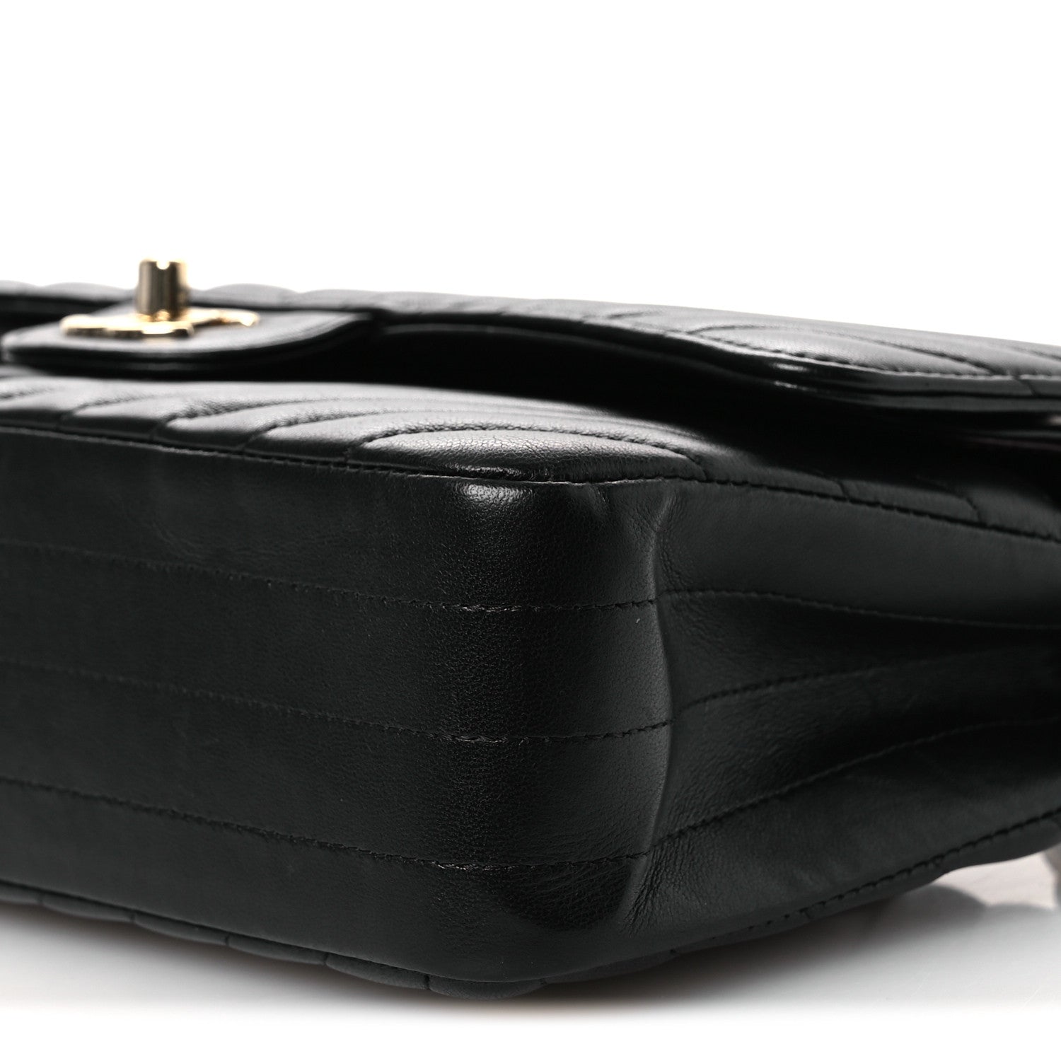 Chanel Lambskin Chevron Quilted Medium Double Flap Black 10 of 13