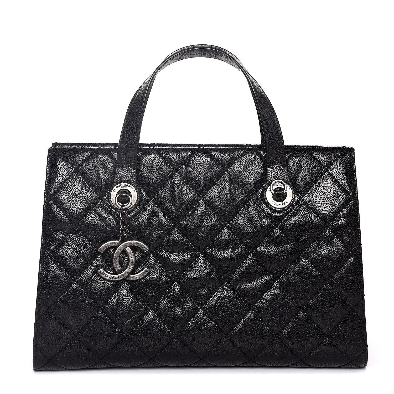 Chanel Crumpled Grained Calfskin Quilted CC Crave Tote Black 1 of 7